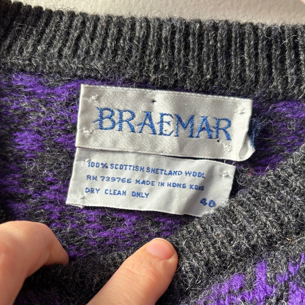 Wool Purple and Black Crewneck Sweater - Picture 3 of 3